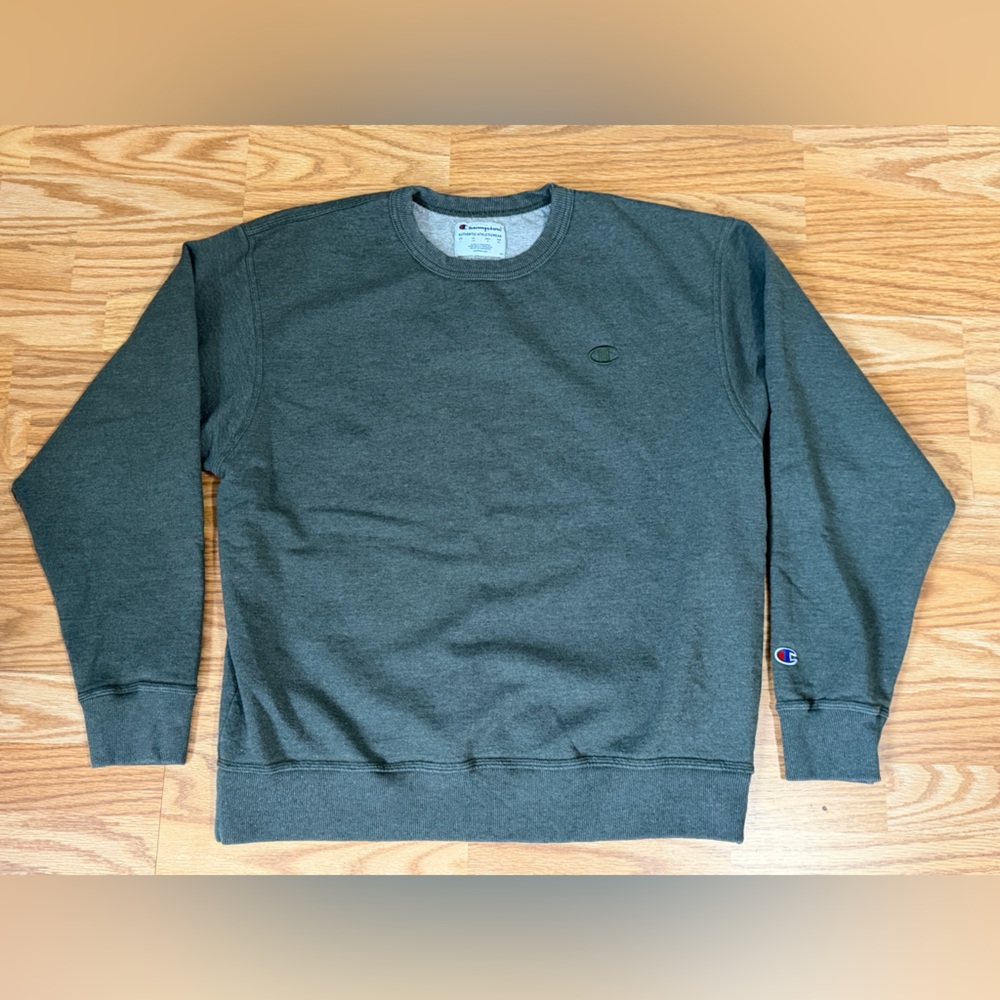 Champion Authentic Men’s Large Crewneck Sweatshirt Dark Gray Logo Pullover